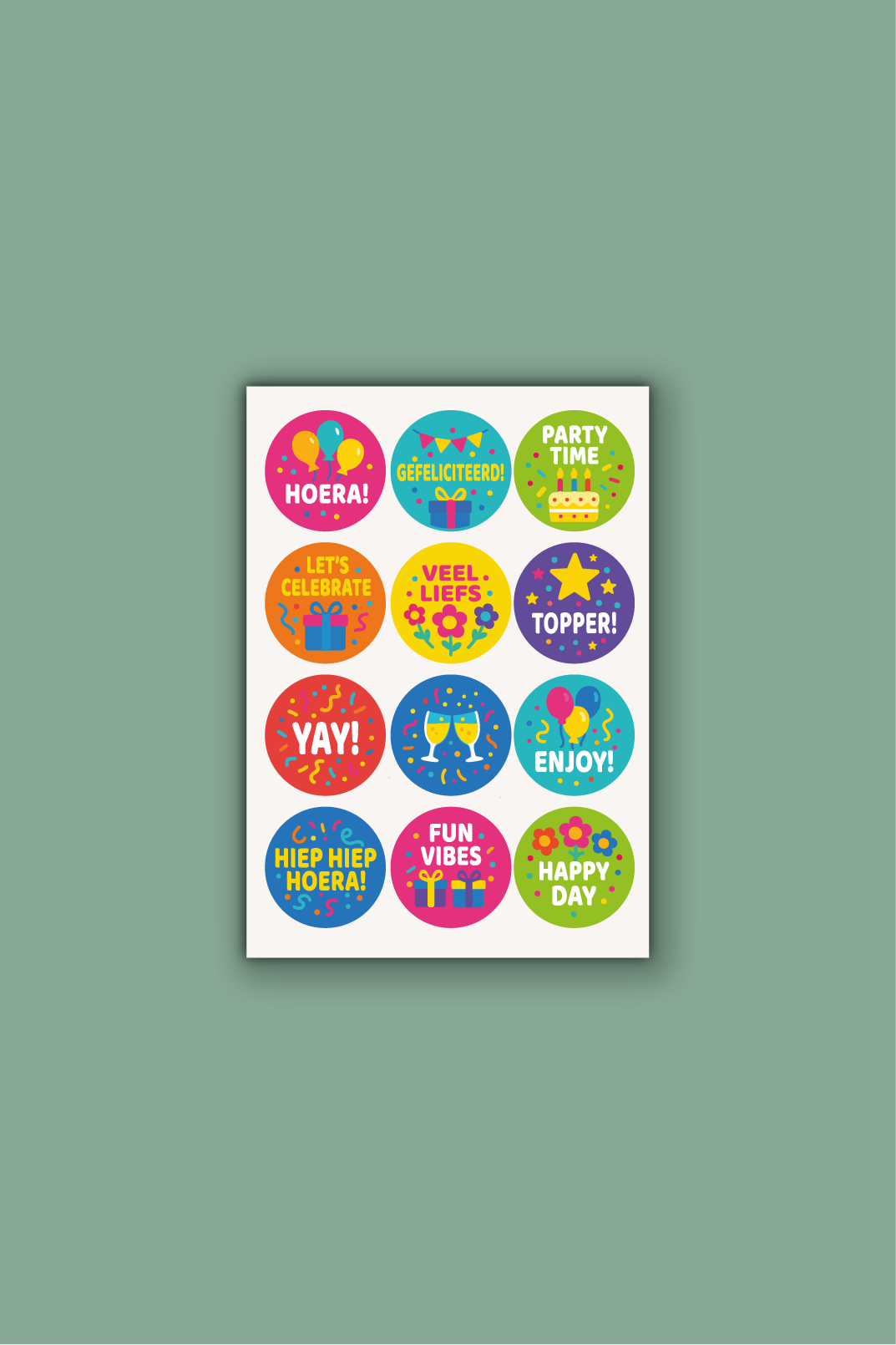 Feeststickers op vel - ⌀ 42 mm
