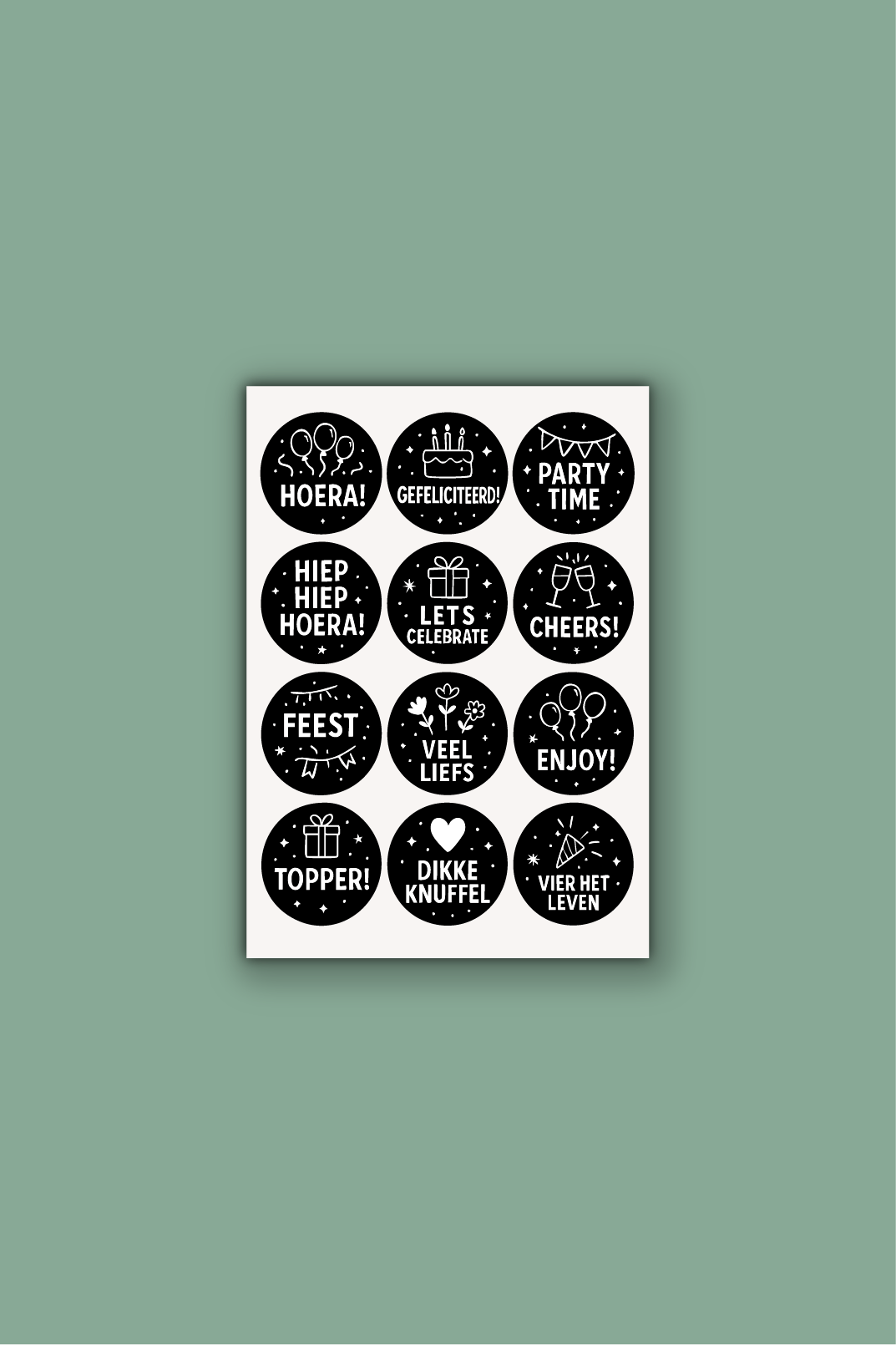 Feeststickers op vel - ⌀ 42 mm