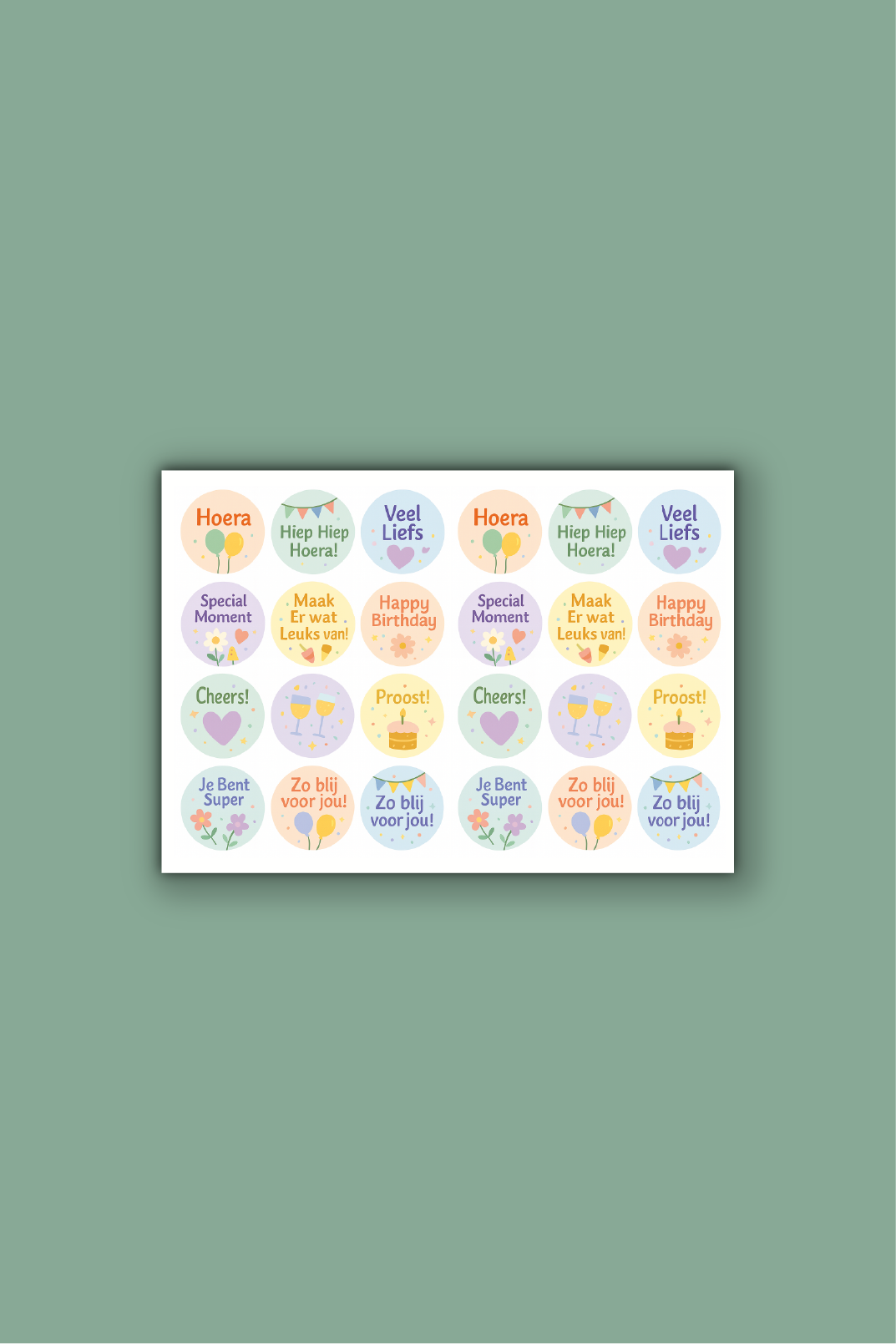 Feeststickers op vel - ⌀ 30 mm