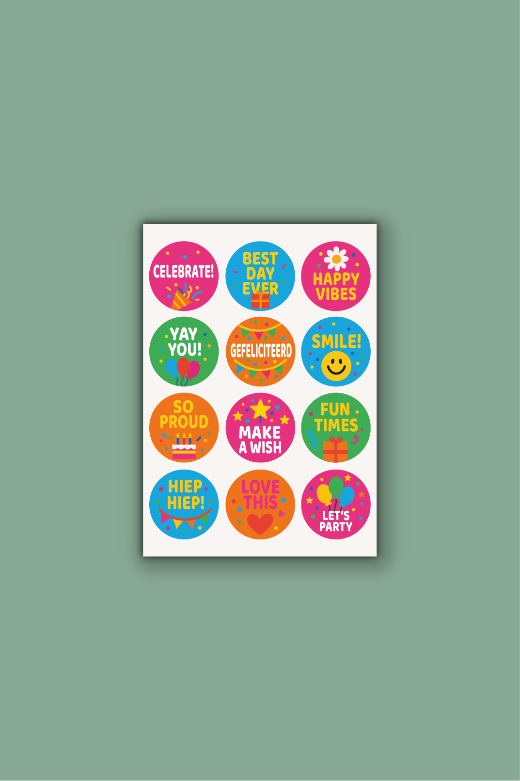 Feeststickers op vel - ⌀ 42 mm