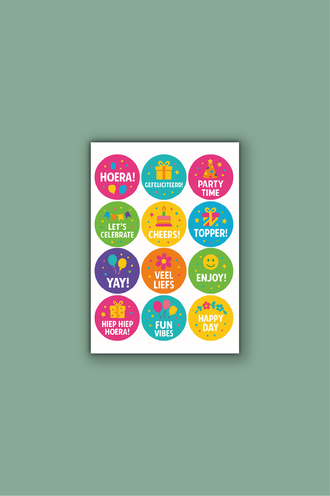 Feeststickers op vel - ⌀ 42 mm