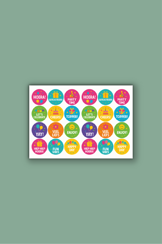 Feeststickers op vel - ⌀ 30 mm