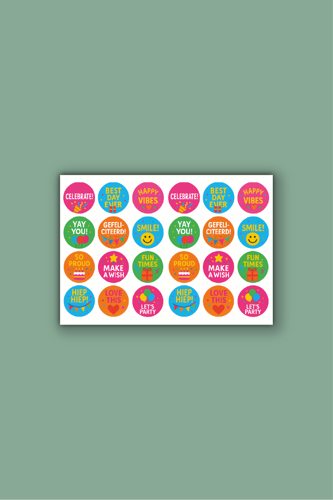 Feeststickers op vel - ⌀ 30 mm