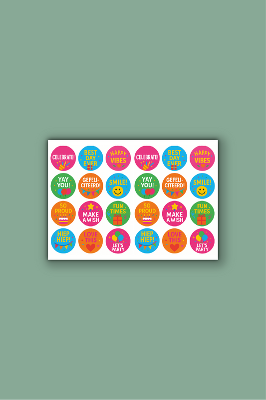 Feeststickers op vel - ⌀ 30 mm