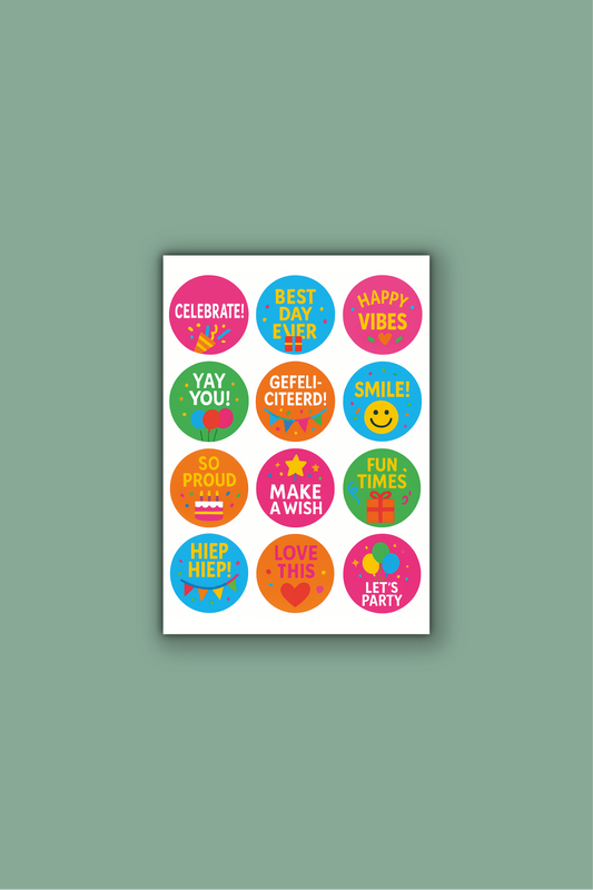 Feeststickers op vel - ⌀ 42 mm