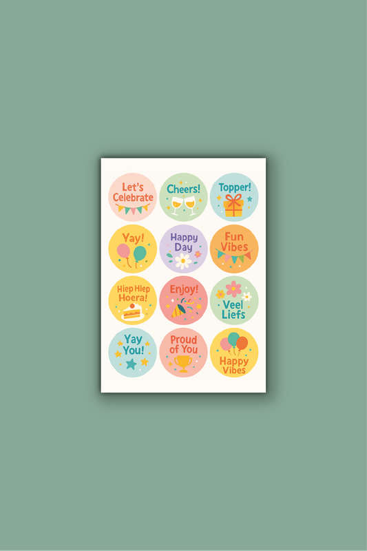 Feeststickers op vel - ⌀ 42 mm