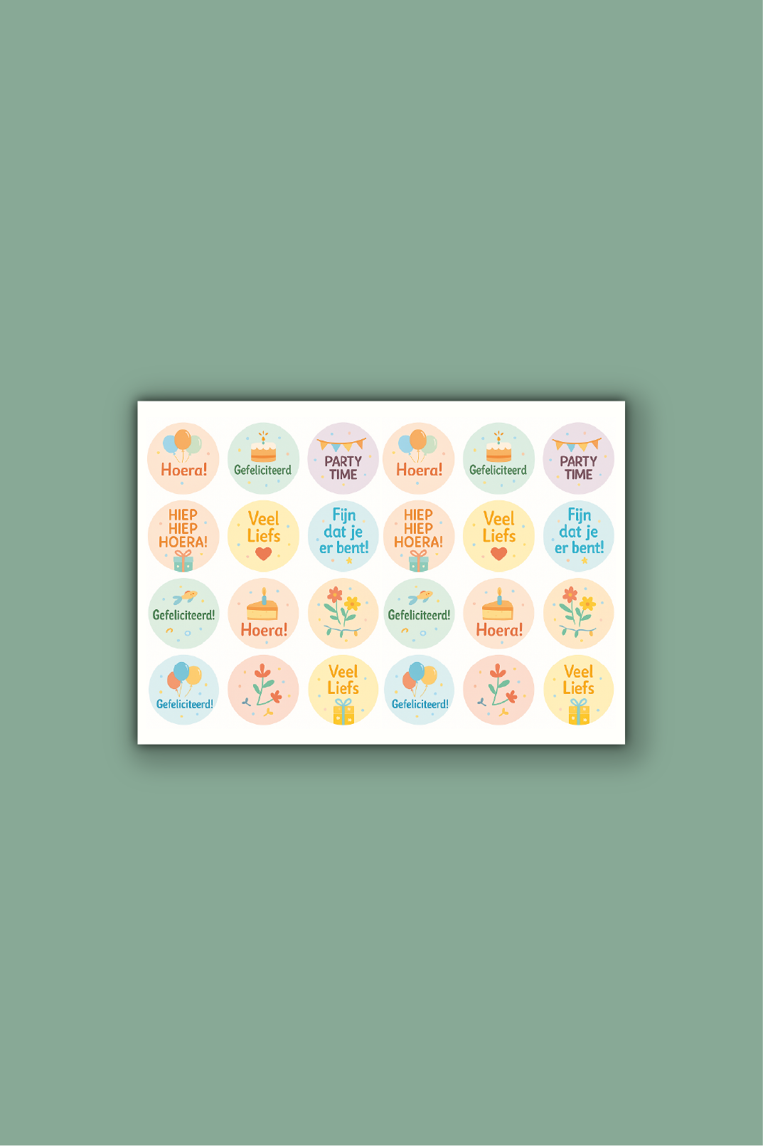 Feeststickers op vel - ⌀ 30 mm