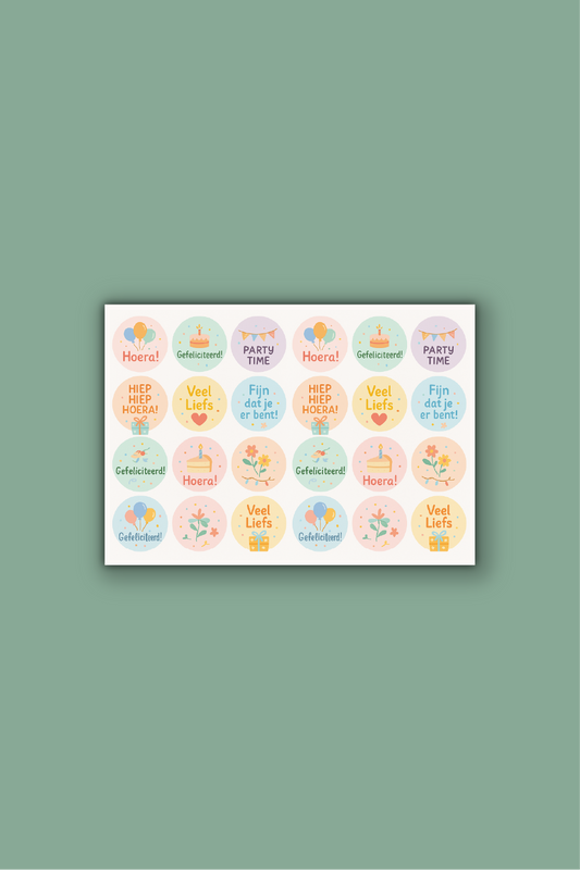 Feeststickers op vel - ⌀ 30 mm