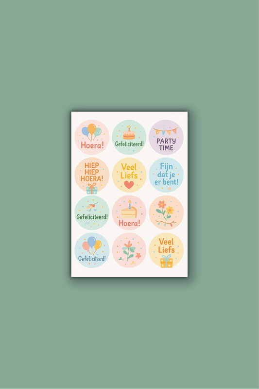 Feeststickers op vel - ⌀ 42 mm