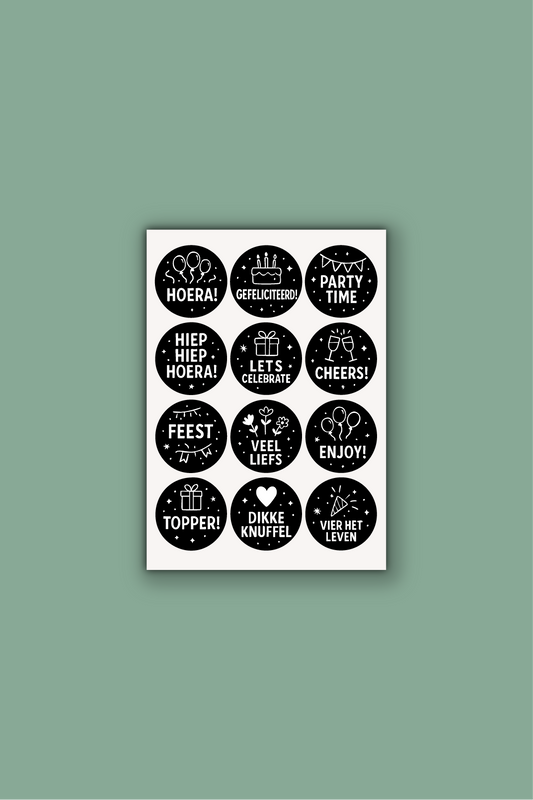 Feeststickers op vel - ⌀ 42 mm