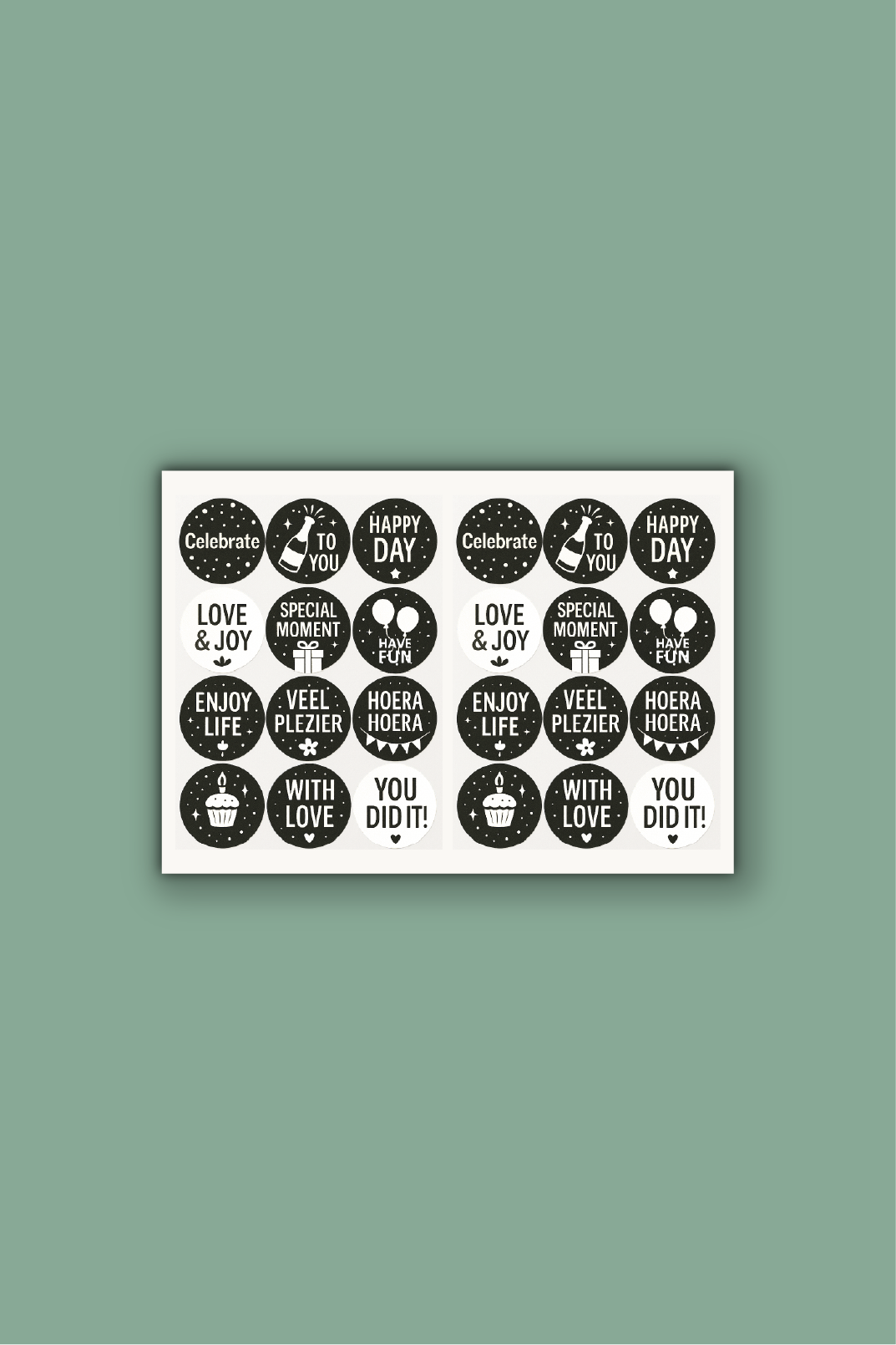 Feeststickers op vel - ⌀ 30 mm