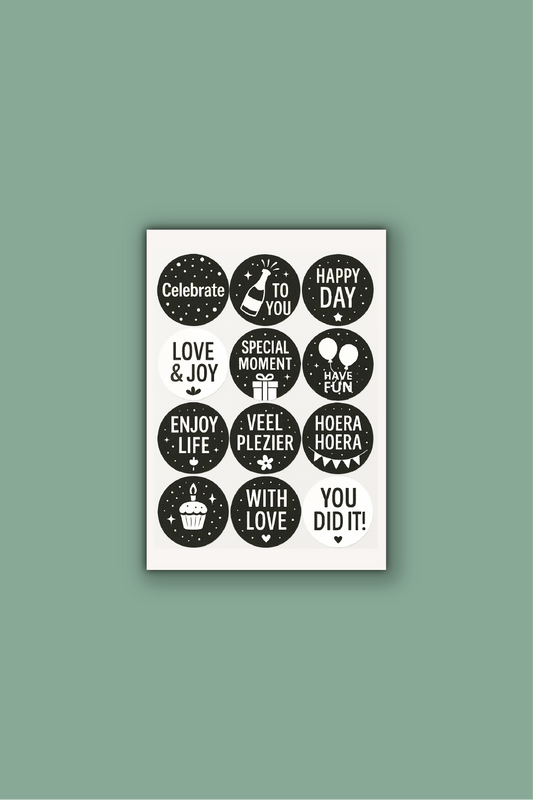 Feeststickers op vel - ⌀ 42 mm