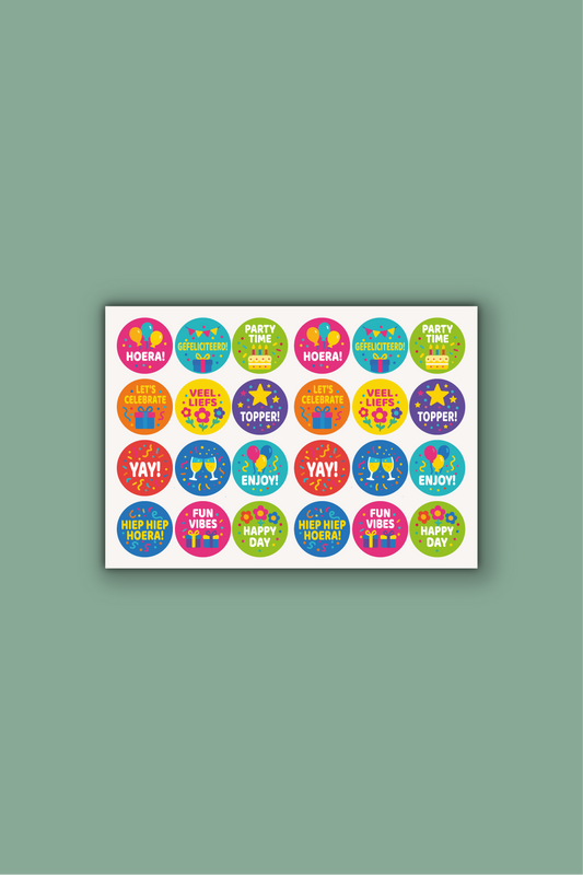 Feeststickers op vel - ⌀ 30 mm