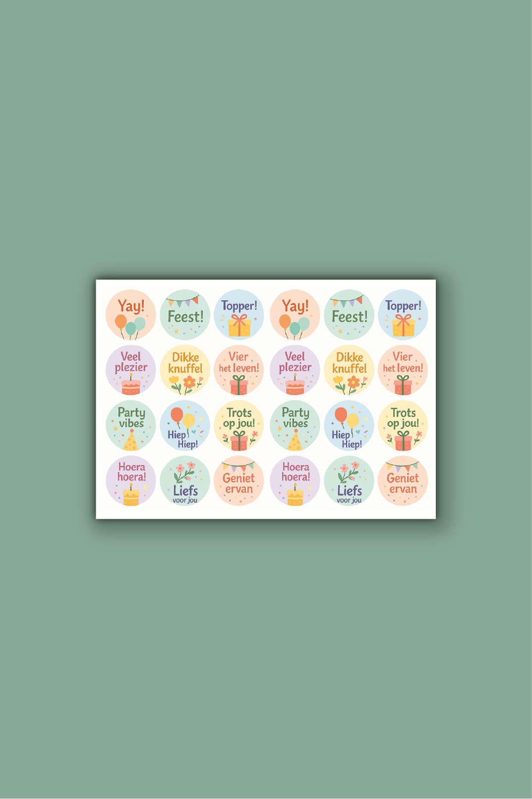 Feeststickers op vel - ⌀ 30 mm