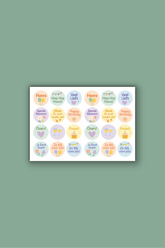 Feeststickers op vel - ⌀ 30 mm