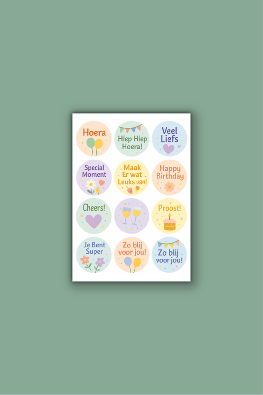 Feeststickers op vel - ⌀ 42 mm