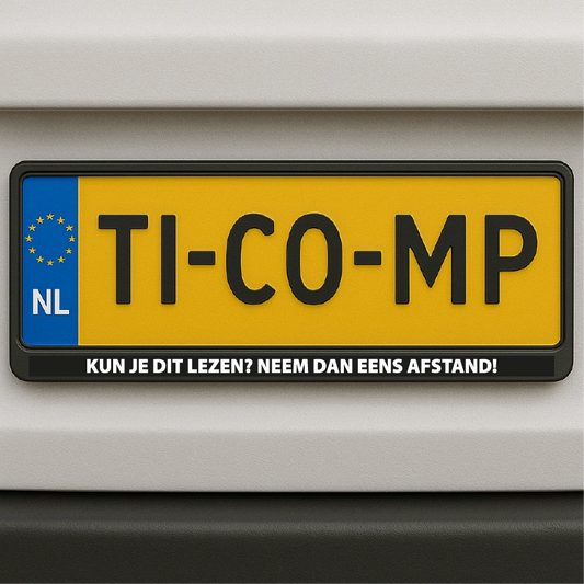 Kenteken sticker - Kun je dit lezen? Neem dan eens afstand!